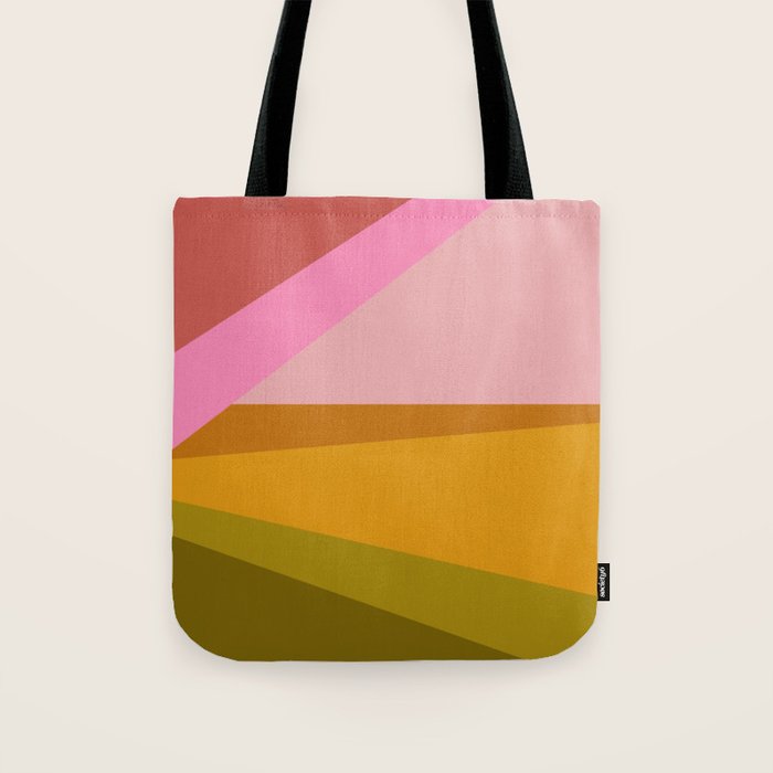 Colorful Geometric Abstract in Pink, Mustard, and Green Tote Bag Gallery Image 1