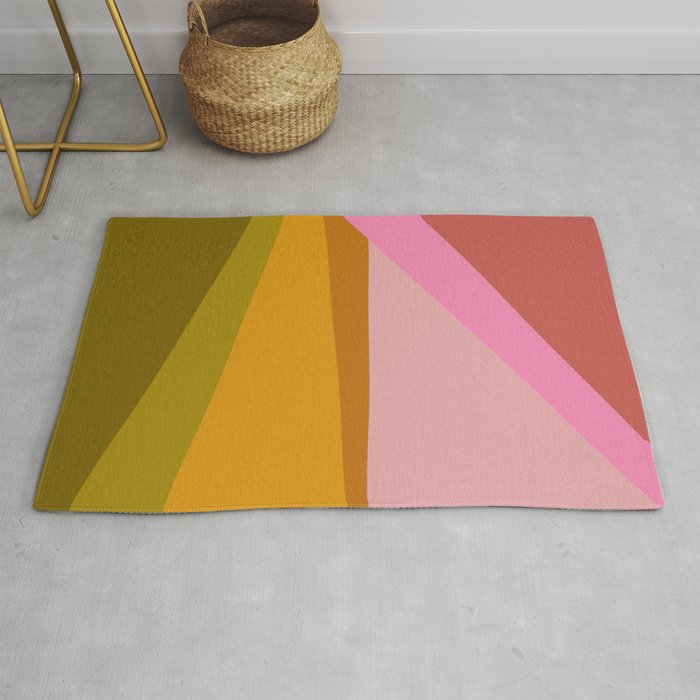 Colorful Geometric Abstract in Pink, Mustard, and Green Rug Gallery Image 1