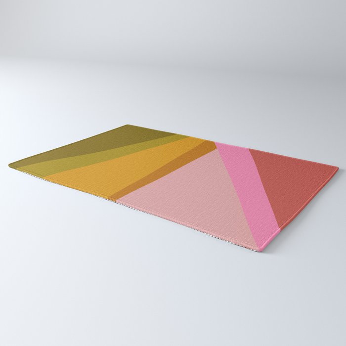 Colorful Geometric Abstract in Pink, Mustard, and Green Rug Gallery Image 3