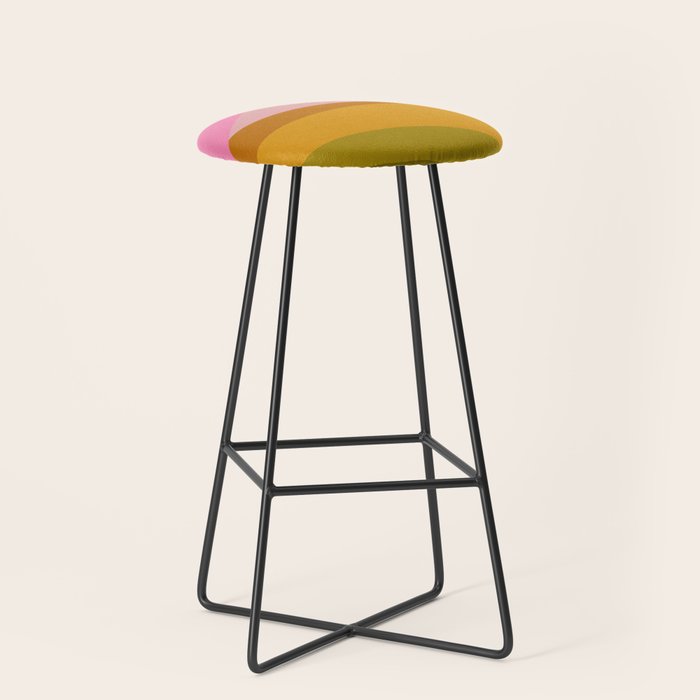 Colorful Geometric Abstract in Pink, Mustard, and Green Stool Gallery Image 1
