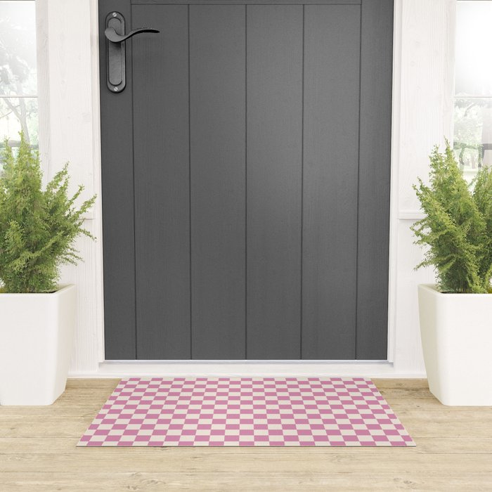 Checked - Bubblegum Welcome Mat Gallery Image 3