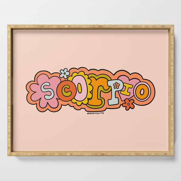 Scorpio Doodle Letters Serving Tray Gallery Image 1