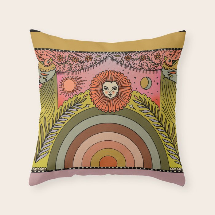 Rainbow In The Fernbed II Throw Pillow Gallery Image 6