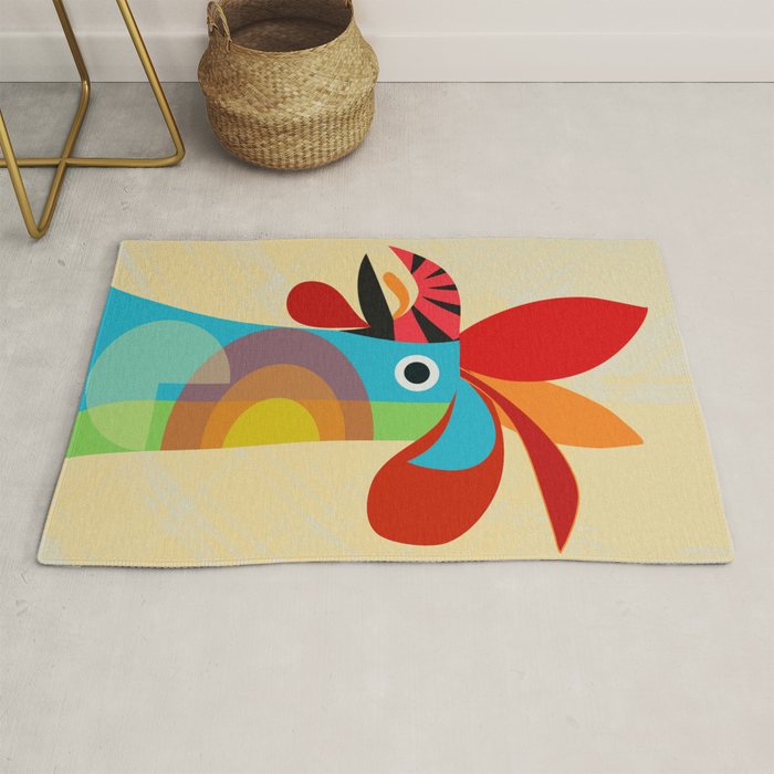 Rooster in bold colors Rug Gallery Image 1
