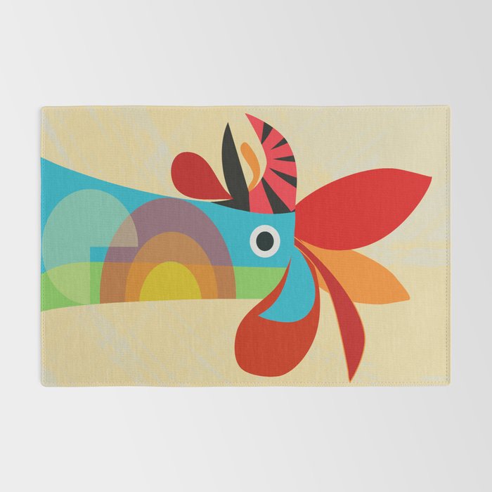 Rooster in bold colors Rug Gallery Image 2