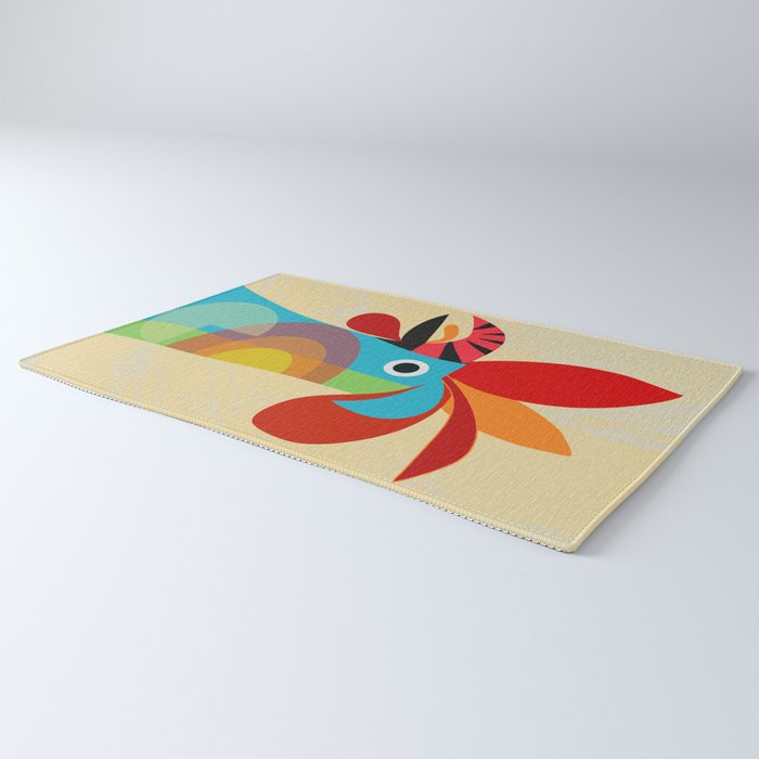 Rooster in bold colors Rug Gallery Image 3