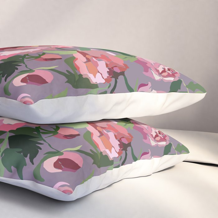 Happy peony lilac background Pillow Sham Gallery Image 3