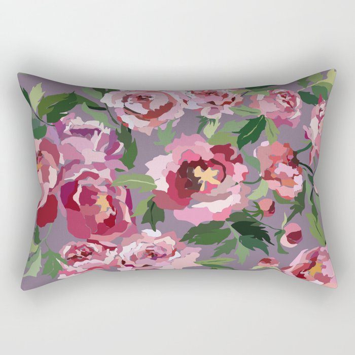 Happy peony lilac background Rectangular Pillow Gallery Image 2