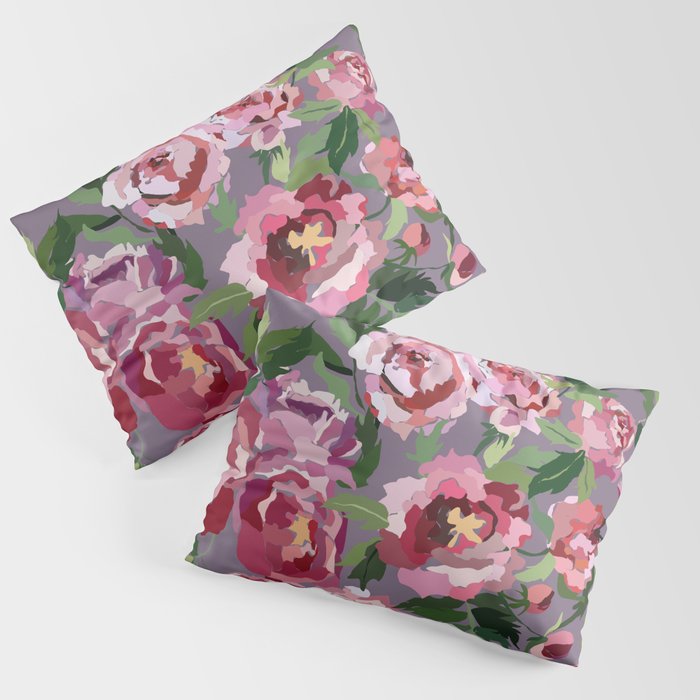 Happy peony lilac background Pillow Sham Gallery Image 1