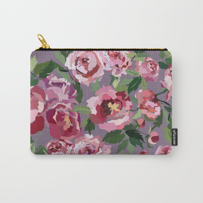Happy peony lilac background Carry All Pouch Gallery Image 1
