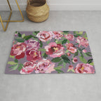 Happy peony lilac background Rug Gallery Image 1
