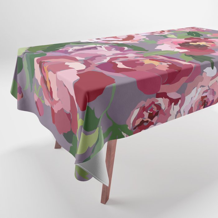 Happy peony lilac background Tablecloth Gallery Image 1