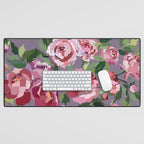 Happy peony lilac background Desk Mat Gallery Image 1