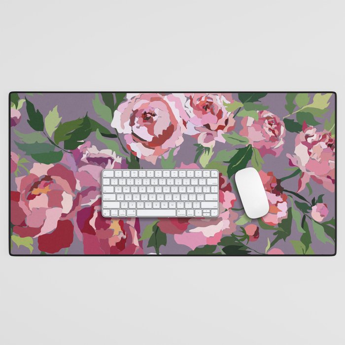 Happy peony lilac background Desk Mat Gallery Image 1