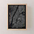 New York City Black Map Mini Art Print Gallery Image 1
