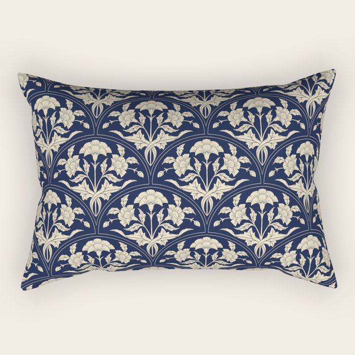 Victorian Botanicals Cornflower In Navy Blue Rectangular Pillow Gallery Image 2