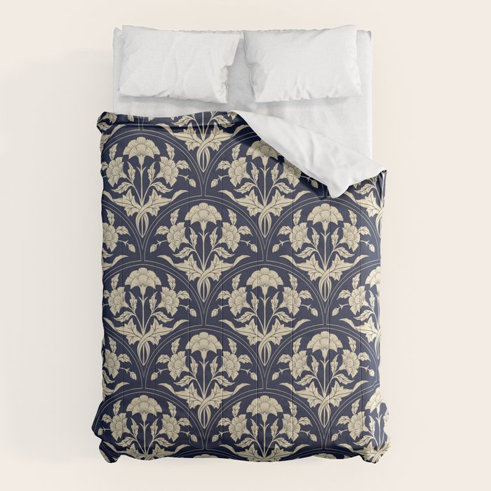 Victorian Botanicals Cornflower In Navy Blue Comforter Gallery Image 6