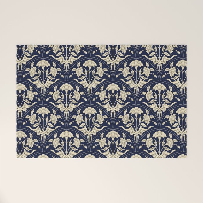 Victorian Botanicals Cornflower In Navy Blue Welcome Mat Gallery Image 1