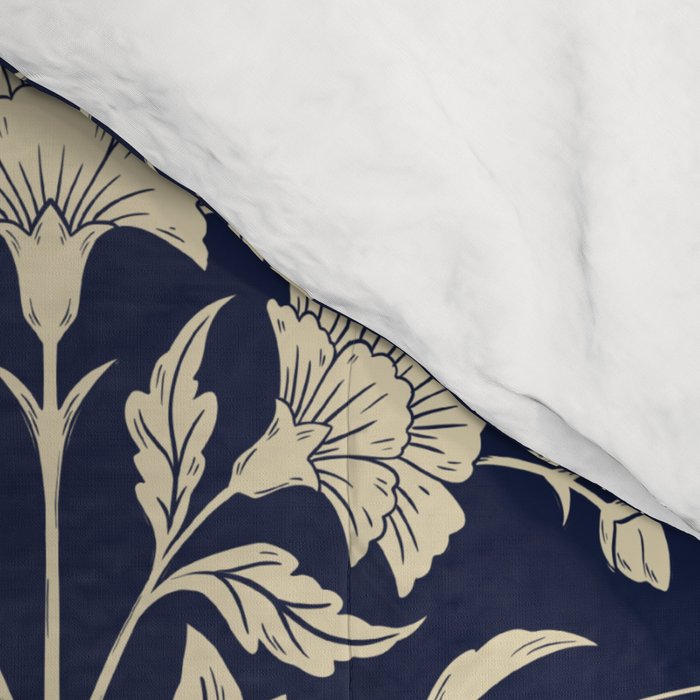 Victorian Botanicals Cornflower In Navy Blue Comforter Gallery Image 4