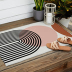 terracotta sun and moon abstract  Outdoor Rug Gallery Image 2