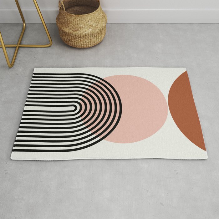 terracotta sun and moon abstract  Rug Gallery Image 1