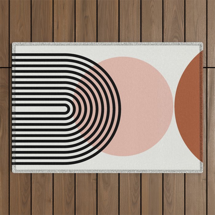 terracotta sun and moon abstract  Outdoor Rug Gallery Image 1