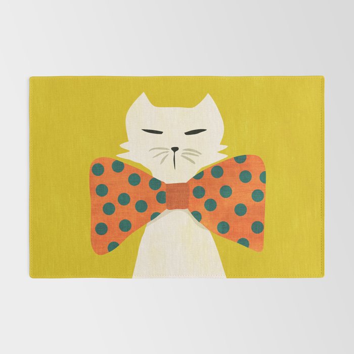 Cat with incredebly oversized humongous bowtie Rug Gallery Image 2