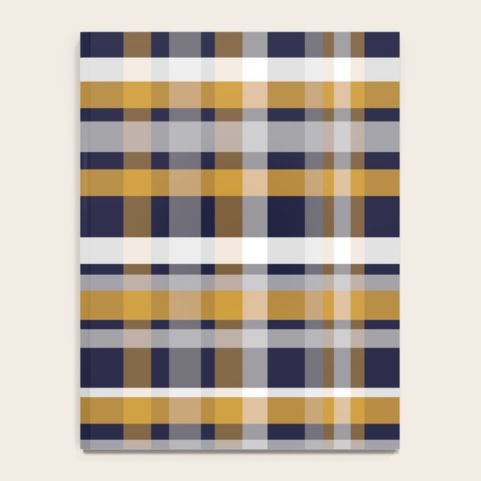Modern Retro Plaid in Mustard Yellow, White, Navy Blue, and Grey Notebook Gallery Image 4