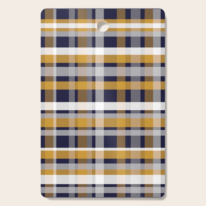 Modern Retro Plaid in Mustard Yellow, White, Navy Blue, and Grey Cutting Board Gallery Image 1