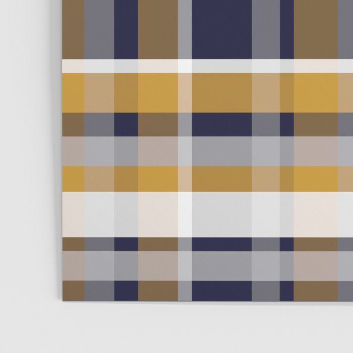 Modern Retro Plaid in Mustard Yellow, White, Navy Blue, and Grey Poster Gallery Image 3