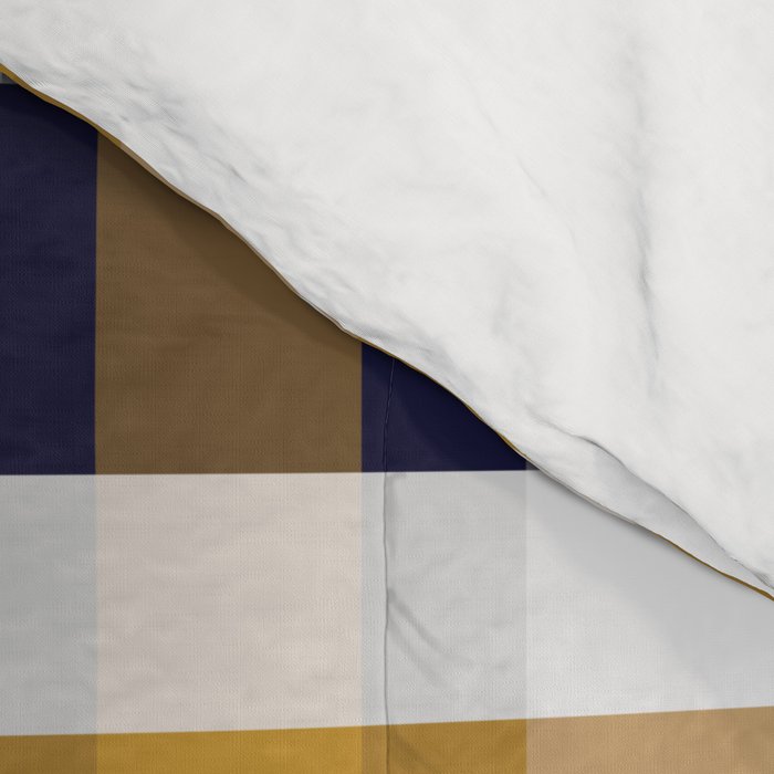 Modern Retro Plaid in Mustard Yellow, White, Navy Blue, and Grey Comforter Gallery Image 4