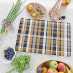 Modern Retro Plaid in Mustard Yellow, White, Navy Blue, and Grey Cutting Board Gallery Image 2