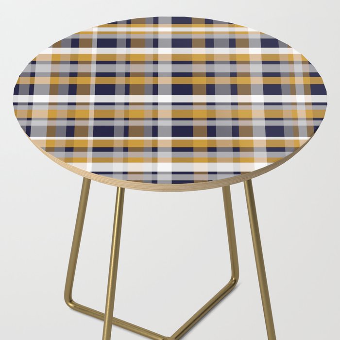 Modern Retro Plaid in Mustard Yellow, White, Navy Blue, and Grey Side Table Gallery Image 2