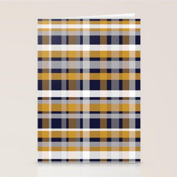 Modern Retro Plaid in Mustard Yellow, White, Navy Blue, and Grey Stationery Card Gallery Image 2