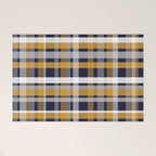 Modern Retro Plaid in Mustard Yellow, White, Navy Blue, and Grey Welcome Mat Gallery Image 1