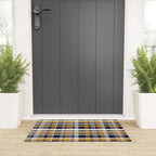 Modern Retro Plaid in Mustard Yellow, White, Navy Blue, and Grey Welcome Mat Gallery Image 3