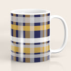 Modern Retro Plaid in Mustard Yellow, White, Navy Blue, and Grey Coffee Mug Gallery Image 1