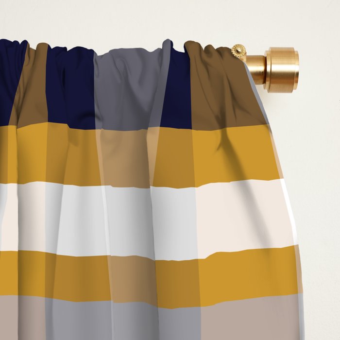 Modern Retro Plaid in Mustard Yellow, White, Navy Blue, and Grey Window Curtain Gallery Image 2