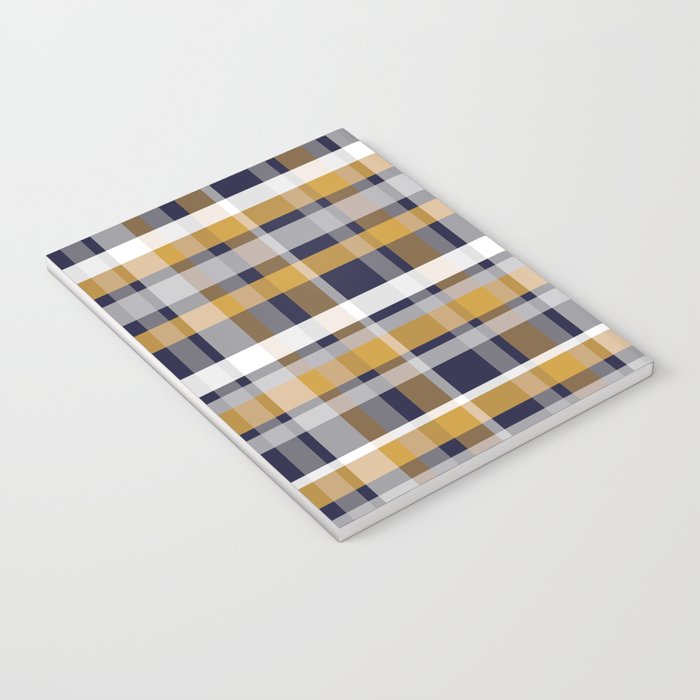 Modern Retro Plaid in Mustard Yellow, White, Navy Blue, and Grey Notebook Gallery Image 3