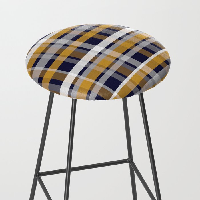 Modern Retro Plaid in Mustard Yellow, White, Navy Blue, and Grey Stool Gallery Image 2