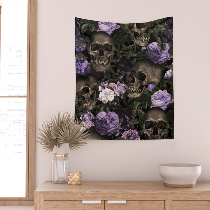 Skull and Rose Garden Wall Tapestry Gallery Image 2