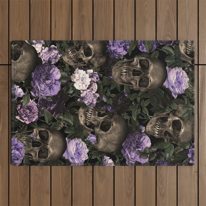Skull and Rose Garden Outdoor Rug Gallery Image 1