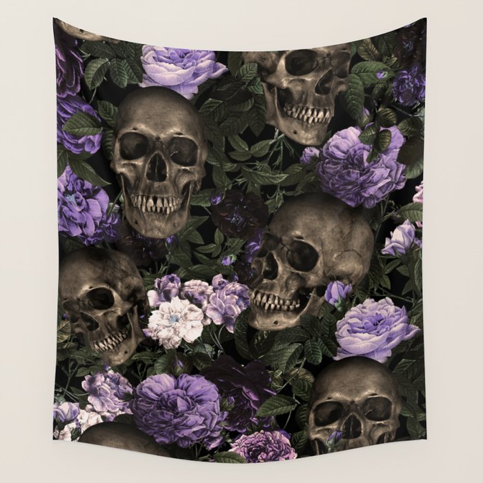 Skull and Rose Garden Wall Tapestry Gallery Image 4