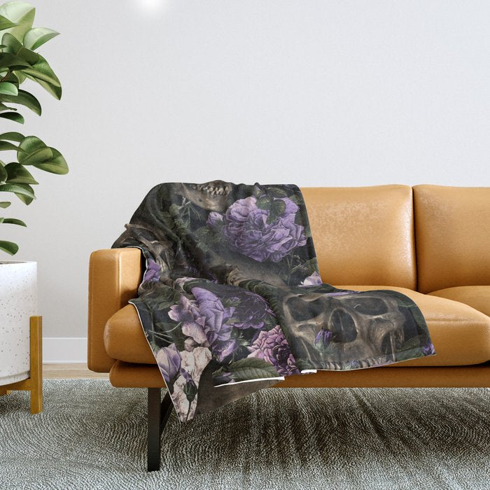 Skull and Rose Garden Throw Blanket Gallery Image 1
