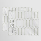 Long Honeycomb Minimalist Geometric Pattern in Sage Green and White Placemat Gallery Image 1