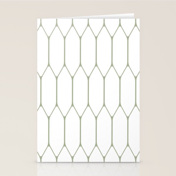 Long Honeycomb Minimalist Geometric Pattern in Sage Green and White Stationery Card Gallery Image 1