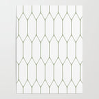 Long Honeycomb Minimalist Geometric Pattern in Sage Green and White Poster Gallery Image 4