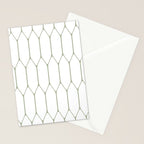 Long Honeycomb Minimalist Geometric Pattern in Sage Green and White Stationery Card Gallery Image 2