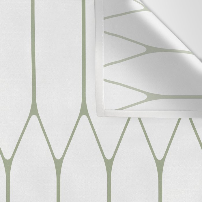 Long Honeycomb Minimalist Geometric Pattern in Sage Green and White Wall Tapestry Gallery Image 3