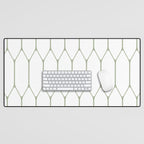 Long Honeycomb Minimalist Geometric Pattern in Sage Green and White Desk Mat Gallery Image 1